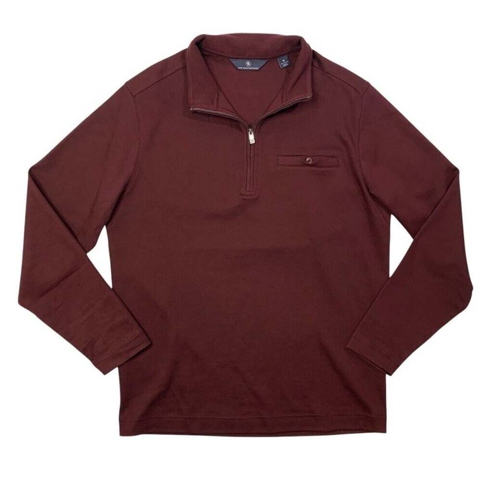 Hart Schaffner Marx Sweatshirt Mens Medium Garnet Red Cotton 1/4 Zip Pullover